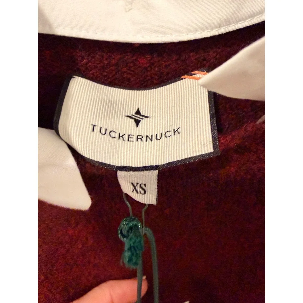 Tuckernuck Winetasting Burgundy Knit Vest Mixed Media Puff Sleeve Top XS NEW